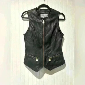 Sienna Studios Y2K  leather zip front pocket vest sz. Med. bikercore goth punk